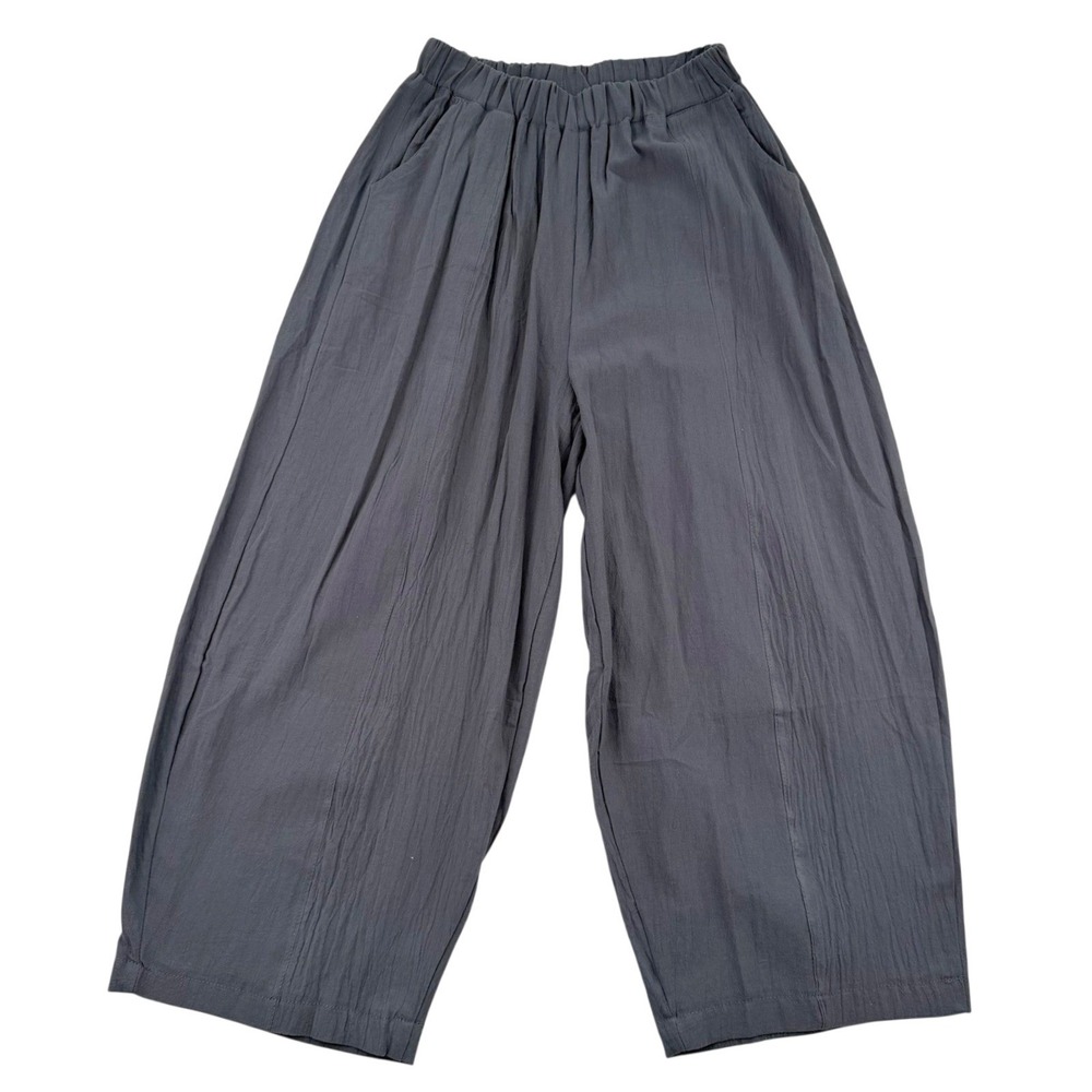Gray Textured Wide Leg Relaxed Crop Pants Lagenlook Granola Girl Womens Xsmall